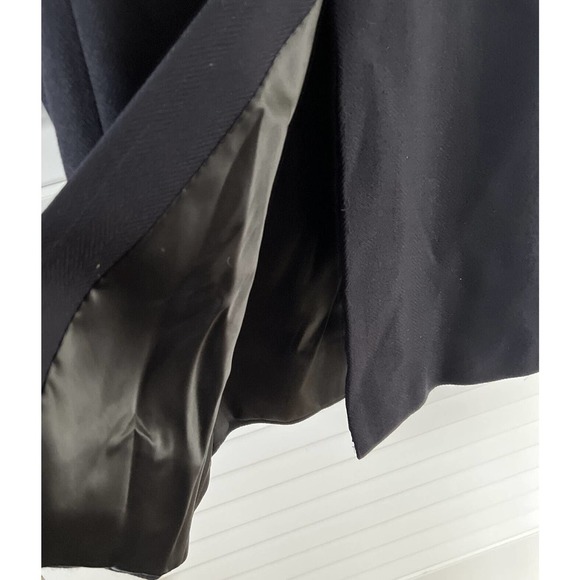 VTG Pierre Cardin Couture Mens Long Wool Top Dress Coat Overcoat Navy Blue - Picture 11 of 12